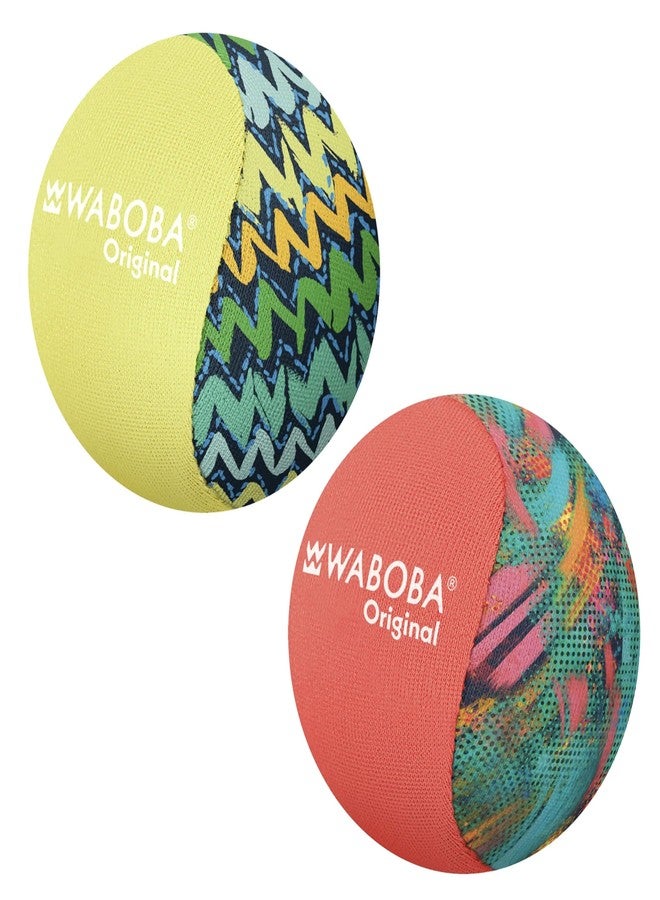 Waboba Original Water Bouncing Ball 2 Pack - Waterproof Games for Pool & Beach - Kids & Teens Outdoor Sports Gift - Abstract & Zigzag Neon Designs - Image 1
