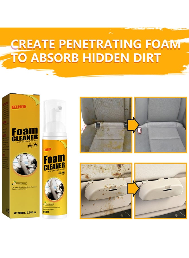 EELHOE Multi-Purpose Foam Cleaner, Car Interior Foam Cleaner, Car seat Stain Remover, Car Seat Upholstery Strong Stain Remover, Foam Cleaner, Car Interior Lemony Foam Cleaner, Strong Cleaner Cleaner Spray For Car, Interior, Kitchen 100ml - Image 4