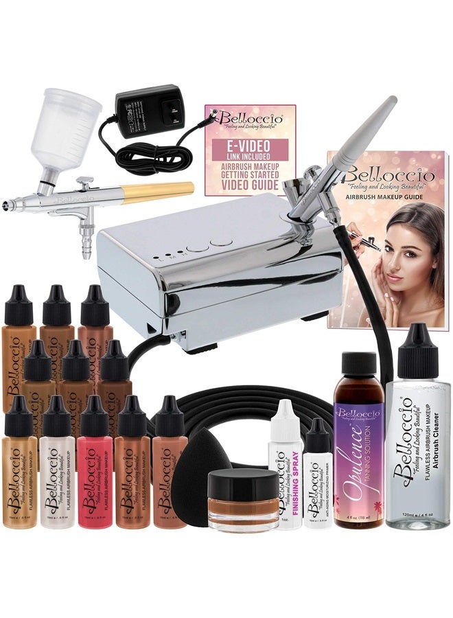 Belloccio Makeup and Tanning Airbrush System with DARK Foundation and Blush Set - Image 1