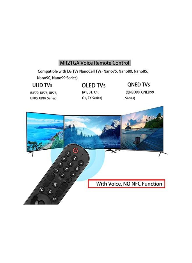 Chunghop جهاز التحكم عن بُعد السحري من LG، جهاز التحكم الصوتي CHUNGHOP فقط لتلفزيونات LG 2021 الذكية OLED QNED NanoCell مع 4 أزرار اختصار (بدون وظيفة NFC) - Image 2