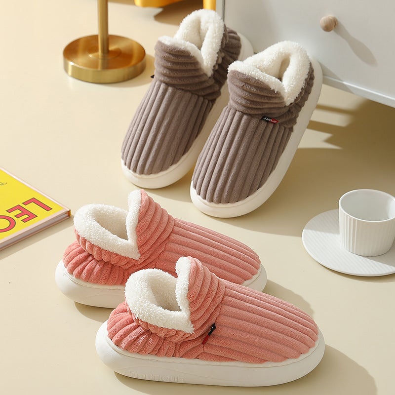 Cross-Border Popular Bag-Heeled Cotton Shoes with Velvet in Winter, Thick-Soled Confinement Shoes for Women, Indoor Home Warm Cotton Shoes for Men - Image 5