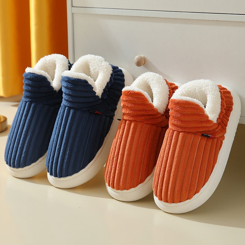 Cross-Border Popular Bag-Heeled Cotton Shoes with Velvet in Winter, Thick-Soled Confinement Shoes for Women, Indoor Home Warm Cotton Shoes for Men - Image 3