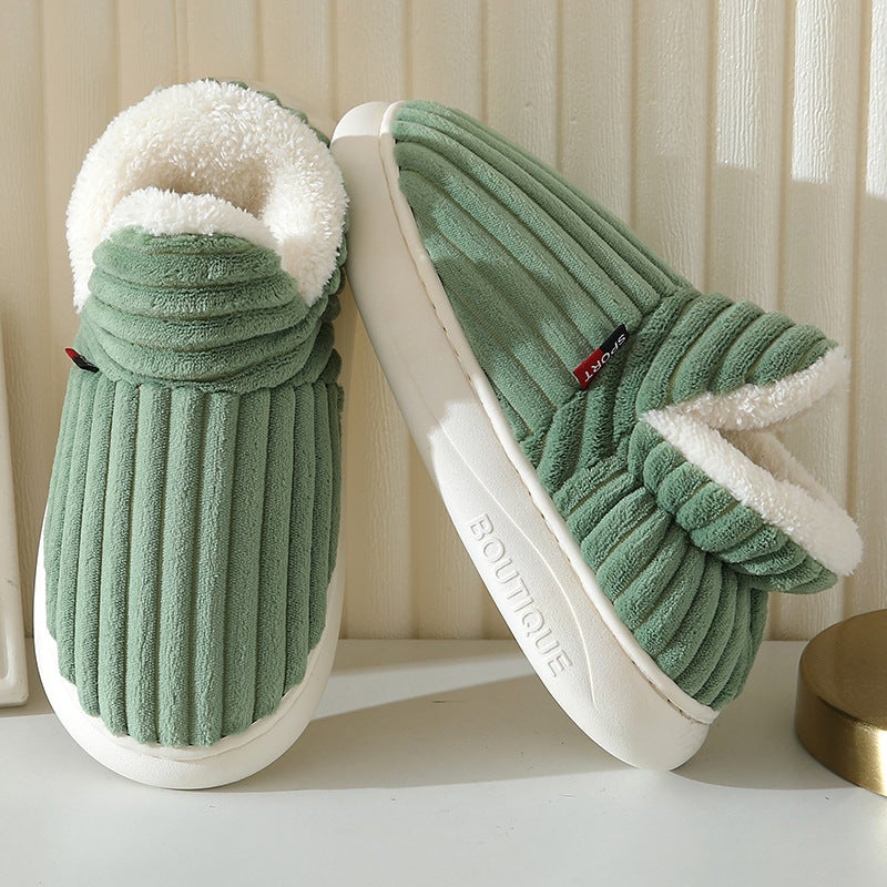 Cross-Border Popular Bag-Heeled Cotton Shoes with Velvet in Winter, Thick-Soled Confinement Shoes for Women, Indoor Home Warm Cotton Shoes for Men - Image 2