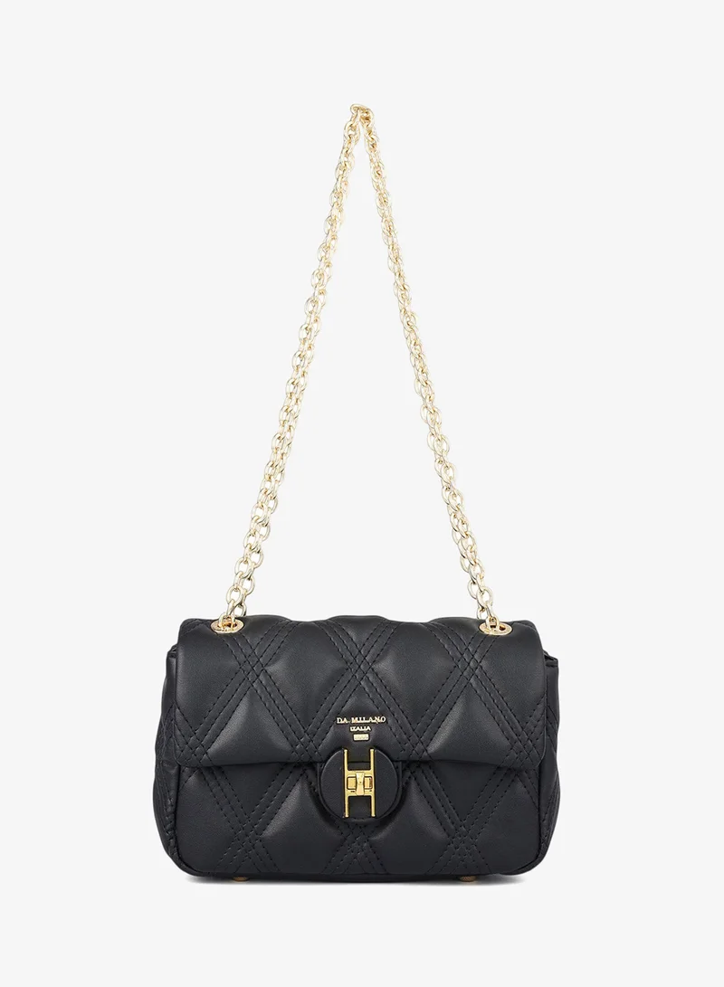 Da Milano Small Quilting Leather Shoulder Bag - Black