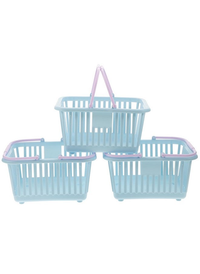 Toddmomy 3Pcs Sky-Blue Small Plastic Storage Baskets with Handles for Organizing Toys Groceries and More - Versatile Desktop Sundries Basket Set - Image 1