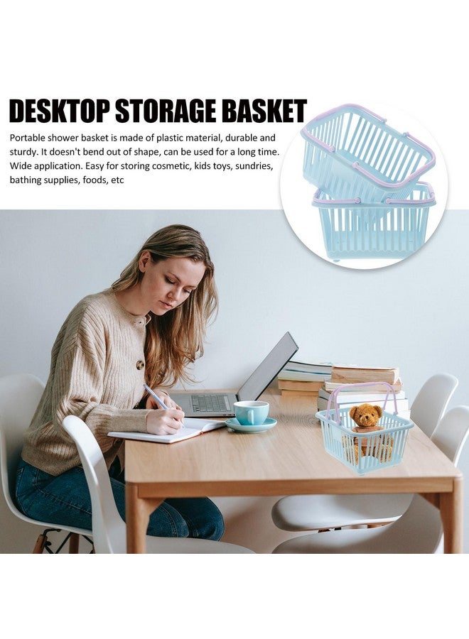 Toddmomy 3Pcs Sky-Blue Small Plastic Storage Baskets with Handles for Organizing Toys Groceries and More - Versatile Desktop Sundries Basket Set - Image 5