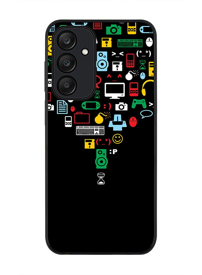 Stylizedd Rugged Black edge case for Samsung Galaxy A25, Slim fit Soft Case Flexible Rubber Edges Anti Drop TPU Gel Thin Cover- Convergence (Black) - Image 1