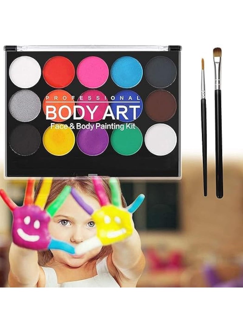 Mumoo Bear Kids Face Paint Kit-15 Colours Non-Toxic Professional Face Paint Palette Washable Safe Facepainting for Party, Body Painting Face Paint Set for Adults Children - Image 1