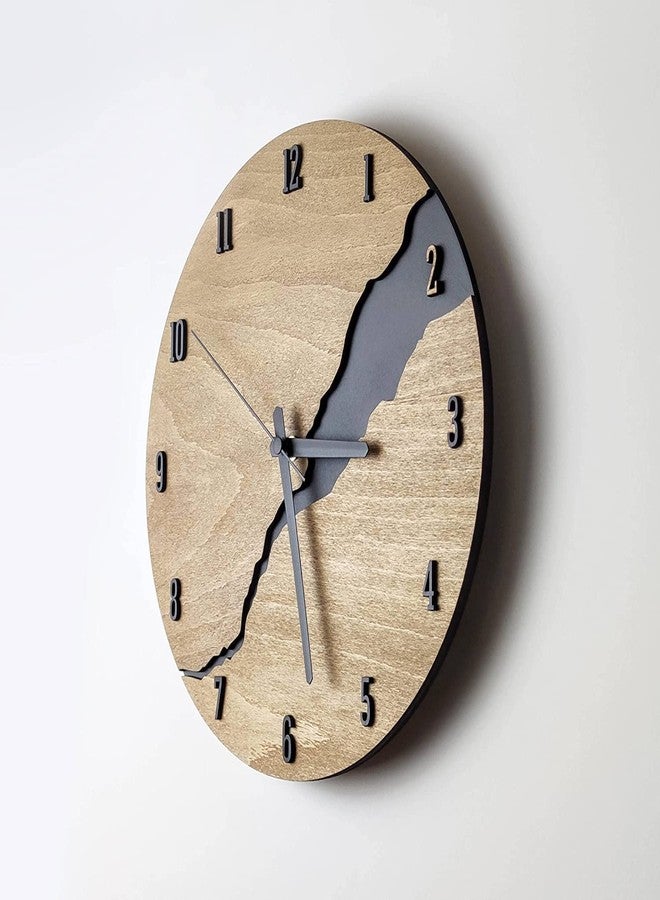 NABSTER River Roman Numeral Decorative Modern Wall Clock with Numbers Made with Russian Birch Wood, Modern Design for Gifting, Office, Home, Living Room Decor (12 inch) (Brown-Black) - Image 3