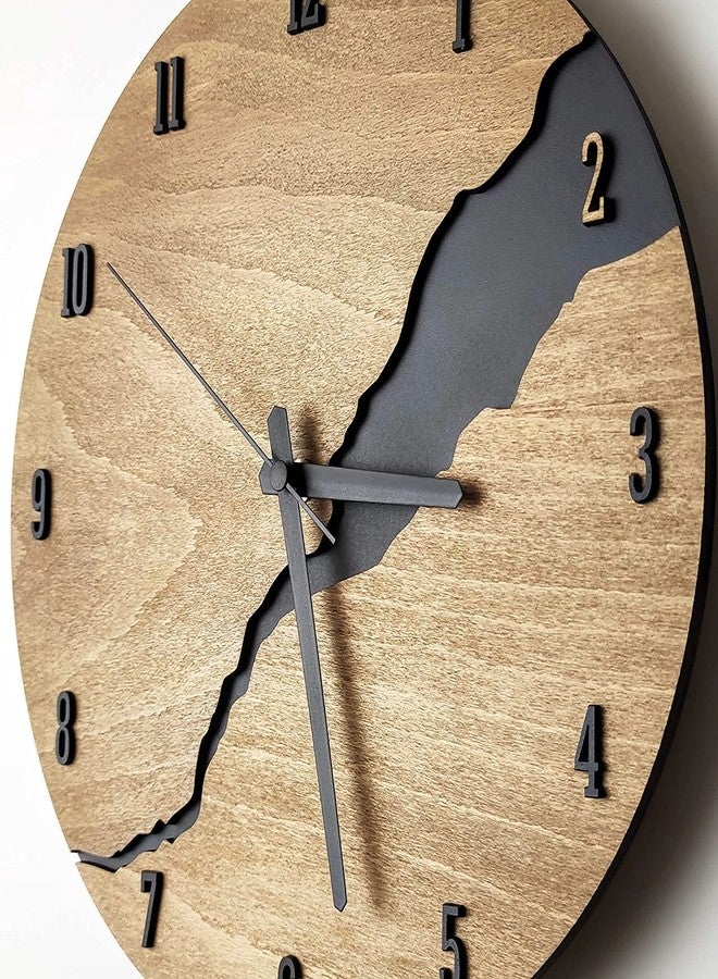 NABSTER River Roman Numeral Decorative Modern Wall Clock with Numbers Made with Russian Birch Wood, Modern Design for Gifting, Office, Home, Living Room Decor (12 inch) (Brown-Black) - Image 2