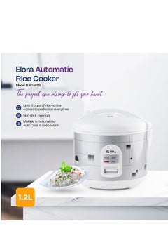 ELORA Electric Rice Cooker With Automatic Cooking, Keep Warm, Safety Protection, And Steamer - Easy to Use, Convenient, Durable 1.2 L- EL-RC-6131 White  - Image 1