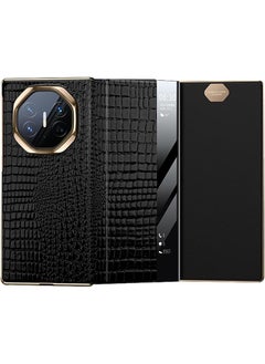 إيروريكس جراب جلدي أصلي لهاتف Huawei Mate Xt فاخر بنمط تمساح مطلي بالكهرباء مع غطاء ذكي شامل للهاتف المحمول رفيع للغاية ومضاد للسقوط، أسود  - Image 1