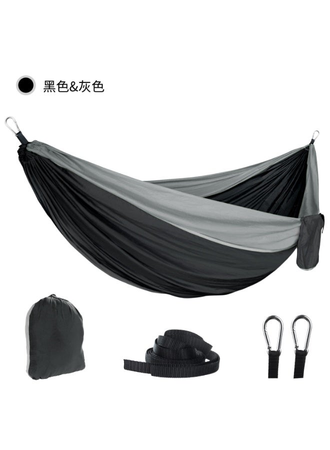 أرجوحة مزدوجة مع أحزمة الأشجار والمشابك – نايلون 210T، مقاس 270×140 سم، خفيفة الوزن ومثالية للتخييم والسفر - Image 3