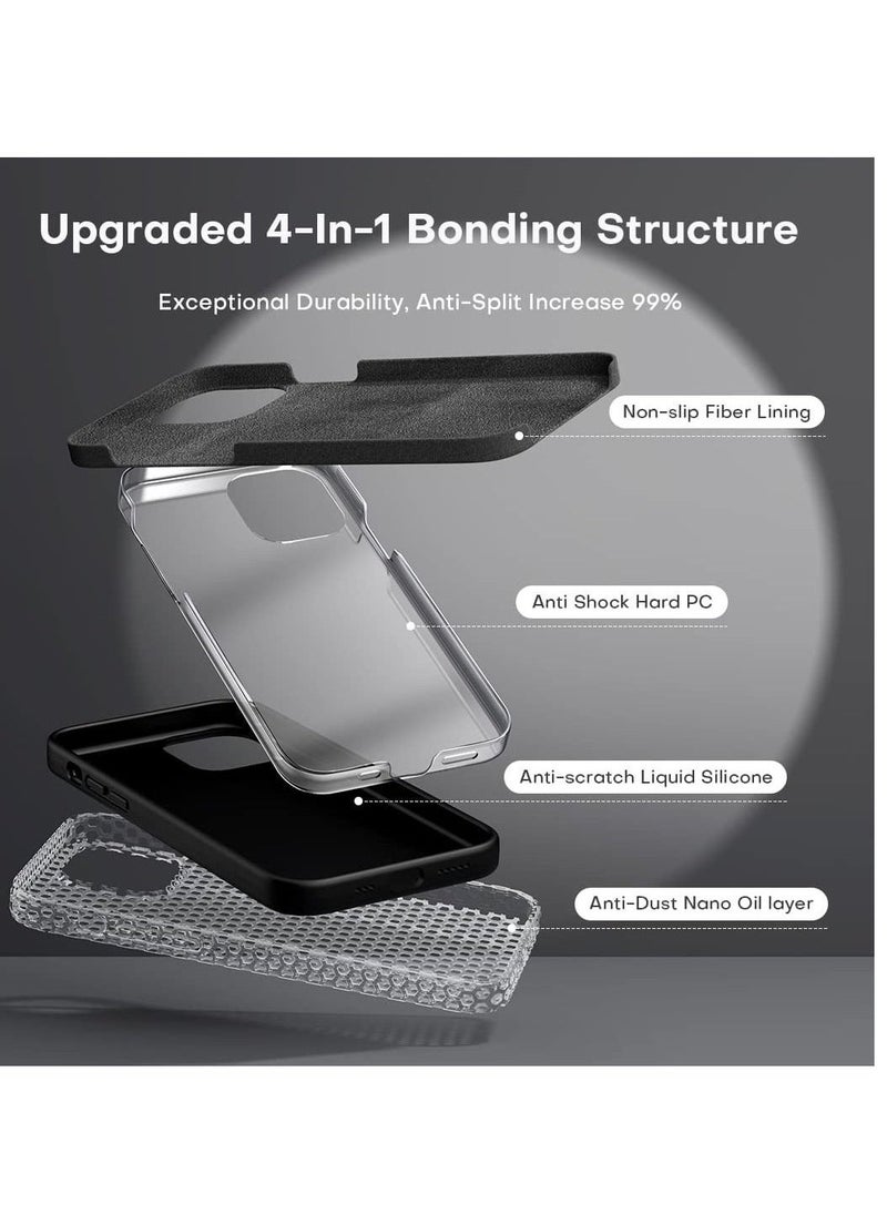 5 in 1 Designed for iPhone 14 Plus Case, with 2 Pack Screen Protector + 2 Pack Camera Lens Protector, Liquid Silicone Ultra Slim Shockproof Protective Phone Case 6.7 Black - Image 2