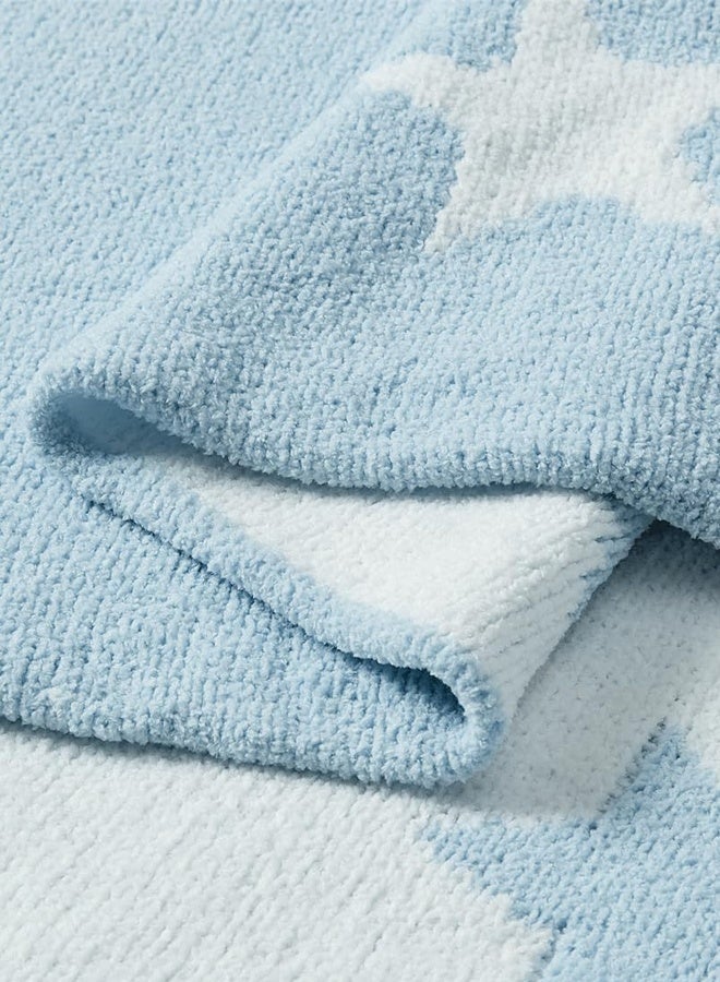 76x102CM Cozy Soft Chenille Flannel Baby Blanket, Embroidered Warm Fleece Newborn Blanket with Free Gift Bag, Baby Shower Gift for Boys Girls, Infant Nursery Essentials, Multiuse for Stroller Tummy Time Pet - Image 4