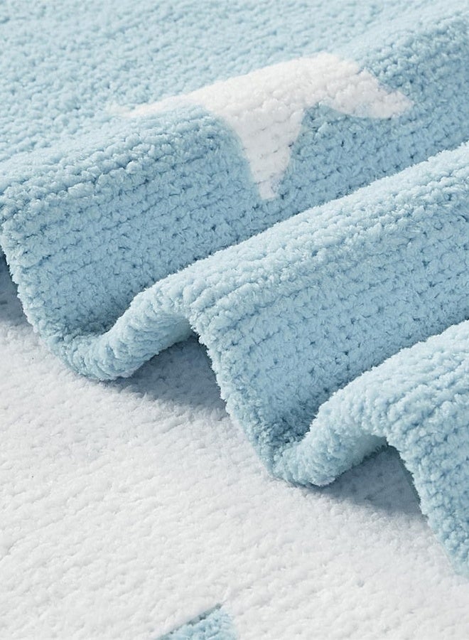 76x102CM Cozy Soft Chenille Flannel Baby Blanket, Embroidered Warm Fleece Newborn Blanket with Free Gift Bag, Baby Shower Gift for Boys Girls, Infant Nursery Essentials, Multiuse for Stroller Tummy Time Pet - Image 5