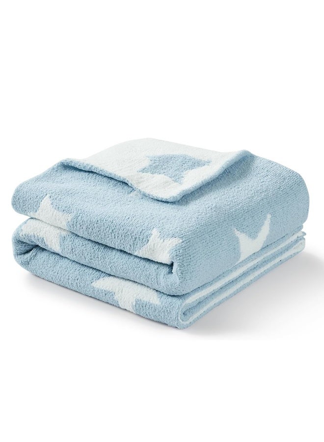 76x102CM Cozy Soft Chenille Flannel Baby Blanket, Embroidered Warm Fleece Newborn Blanket with Free Gift Bag, Baby Shower Gift for Boys Girls, Infant Nursery Essentials, Multiuse for Stroller Tummy Time Pet - Image 1