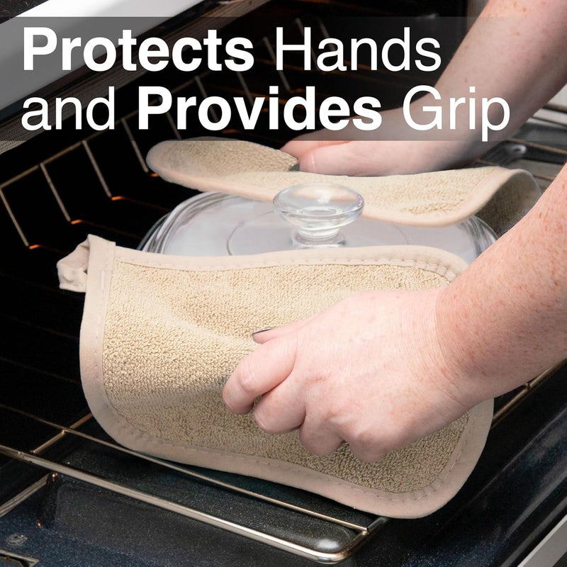 Ritz Terry Potholder & Hot Pad: Unparalleled Heat Resistant, Durable 100% Cotton – Ergonomically Designed for Optimal Grip – Easy-Care Machine Washable, Perfect for Your Kitchen – Latte, 2-Pk - Image 5