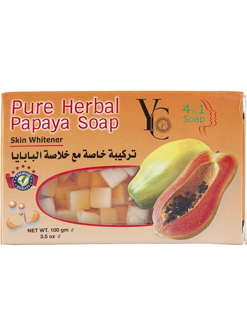 واي سي صابون البابايا العشبي النقي 4 في 1، 100 غرام - Image 1