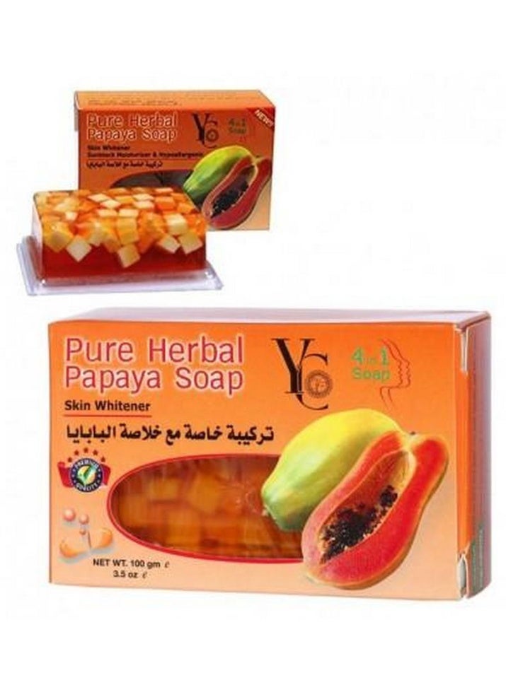 واي سي صابون البابايا العشبي النقي 4 في 1، 100 غرام - Image 3