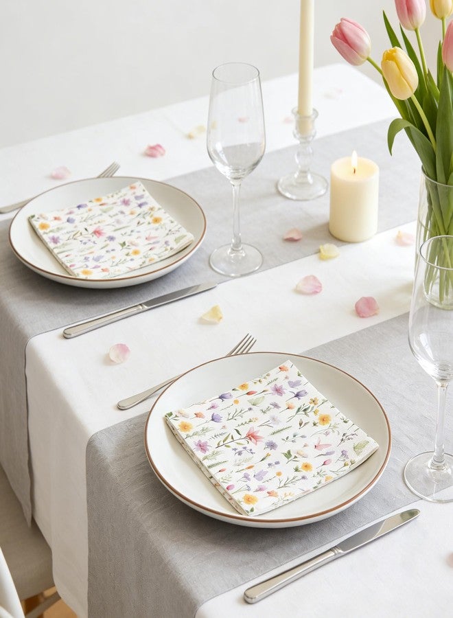 Luktastic Wildflower Napkins, 100Pcs Floral Paper Napkins Disposable, 6.5x6.5 Inches Colorful Flower Butterfly Cocktail Napkin For Easter Spring Summer Picnic Wedding Baby Shower Birthday Tea Party Decorations - Image 5