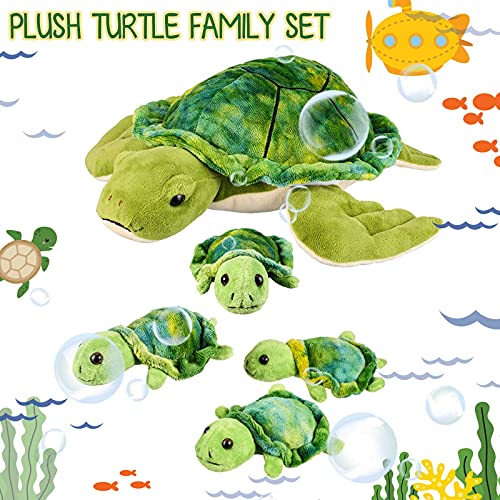 Aoriher 5 Piece Plush Sea Turtle Set - 12 Inch Mom with 4 Little Turtles, Soft Plush Stuffed Animal Toys for Birthday Party Favors, Easter, Christmas - Image 5