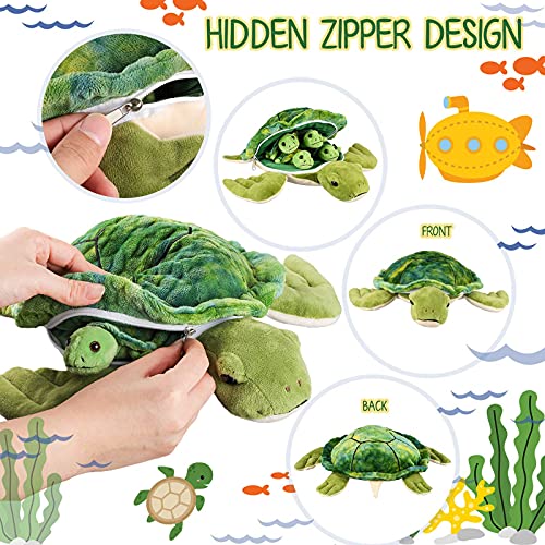 Aoriher 5 Piece Plush Sea Turtle Set - 12 Inch Mom with 4 Little Turtles, Soft Plush Stuffed Animal Toys for Birthday Party Favors, Easter, Christmas - Image 4