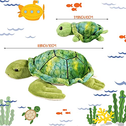 Aoriher 5 Piece Plush Sea Turtle Set - 12 Inch Mom with 4 Little Turtles, Soft Plush Stuffed Animal Toys for Birthday Party Favors, Easter, Christmas - Image 2