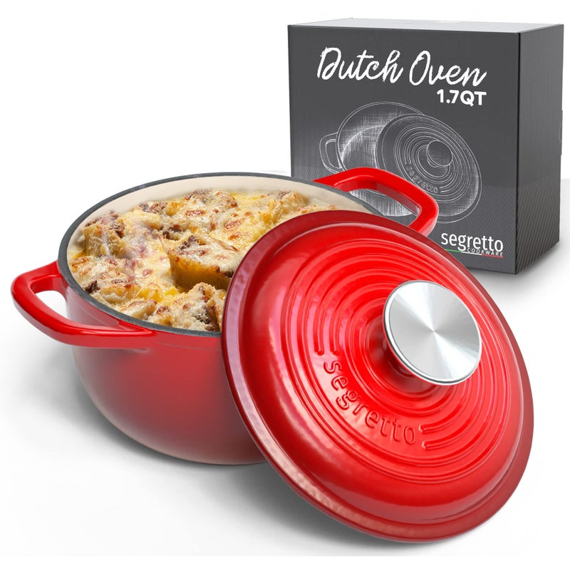 Segretto Cookware Segretto Cookware Enameled Dutch Oven Pot with Lid Rosso Gradient Red 17 Quarts Cast Iron Dutch Oven with Handle 17 qt Enamel Small Cast Iron Pot for Bread Baking Cooking 