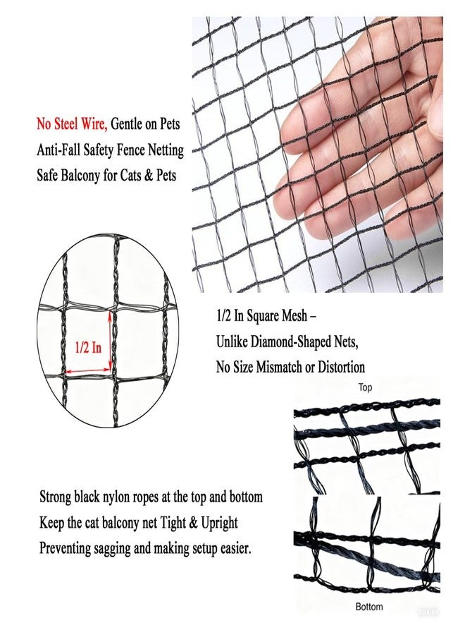 Vocray 10x26 ft Cat Netting Balcony, No Steel Wire, Anti-Fall Safety Net for Cats – Pet Balcony Screen, Catio Netting, Cat Fence Barrier for Apartment Balconies, Windows, Stair, Decks, Patios - Image 2