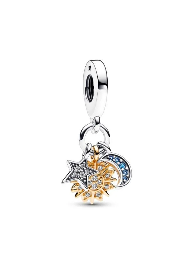 باندورا Two-tone Celestial Triple Dangle Charm