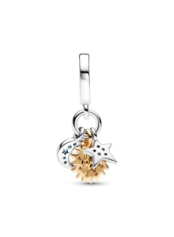 باندورا Two-tone Celestial Triple Dangle Charm