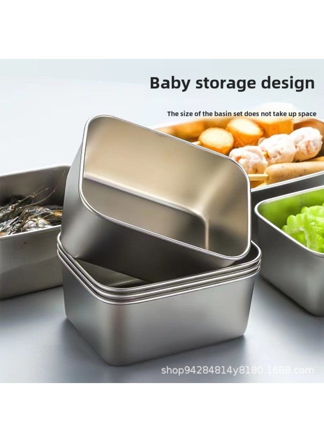 Fresh Flavor Box With Lid Stainless Steel Japanese-style Thickened Thick Flavor Box Household Food Raw Pickled Sealed Box With Lid Fresh-keeping Box-Specifications:Large Transparent Cover: 25*20*5cm  - Image 5