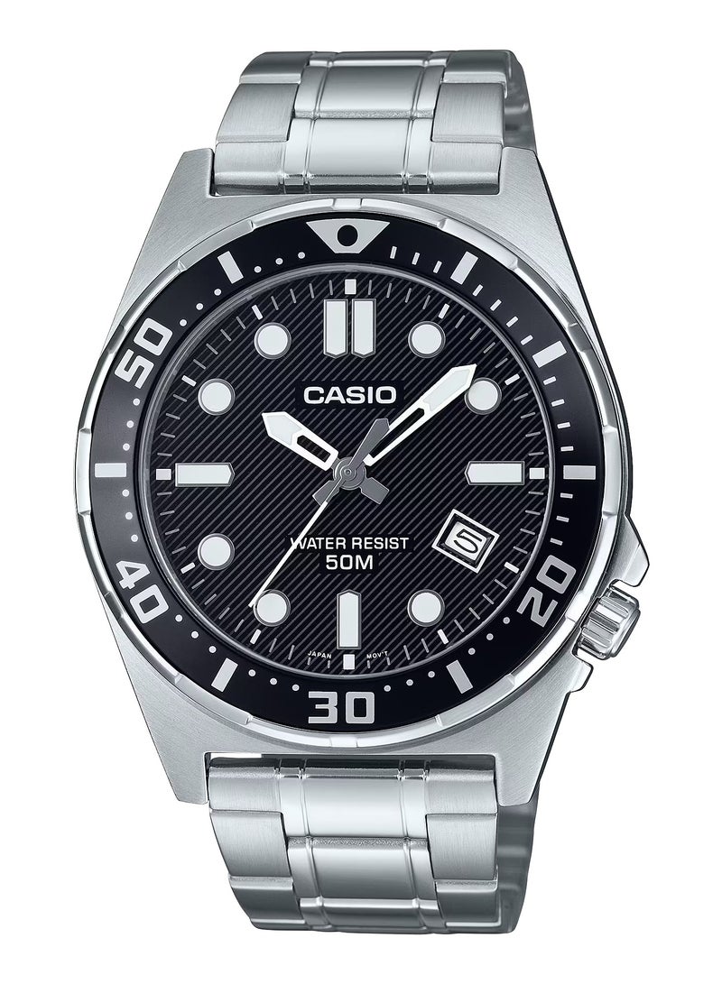 CASIO Standard Analog Stainless Steel Band Black Dial Men's Watch MTD-135D-1A
