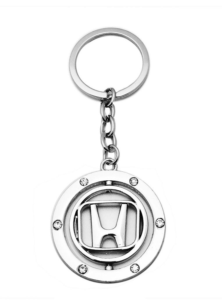 Dar - Sophisticated Honda Logo Keychain - Sleek Circular Design, Chrome Finish, Perfect for Honda Enthusiasts - Image 1