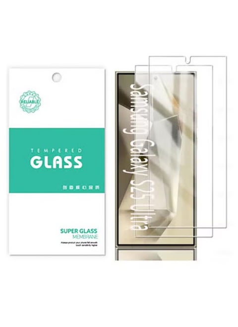 2 Pack Glass Screen Protector for Samsung Galaxy S25 Ultra 【Support Fingerprint Unlock】, HD High definition transparent anti-scratch, no bubbles, easy to instal