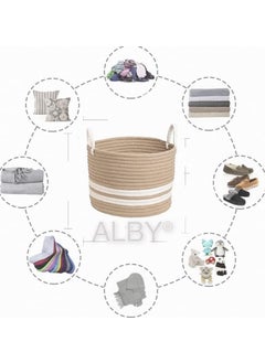 ALBY ALBY Woven Laundry Hamper Toy Storage Bin for Blankets Clothes Toys Pillows in Living Room Baby Nursery UTE Cotton ALBY8  - Image 2