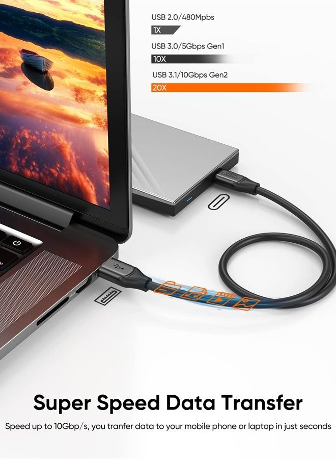 CableCreation Short USB to USB C Cable 1.6FT, USB C Data Transfer Cable 3.2 Gen2 10Gbps USB A to C Data Cable, Android Auto USB C Cable 3A for USB C External SSD Laptop etc - Image 3