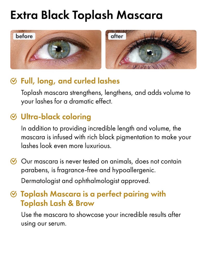 Toplash Extra Ebony Mascara with Keratin, Panthenol and Vitamin E - Image 2