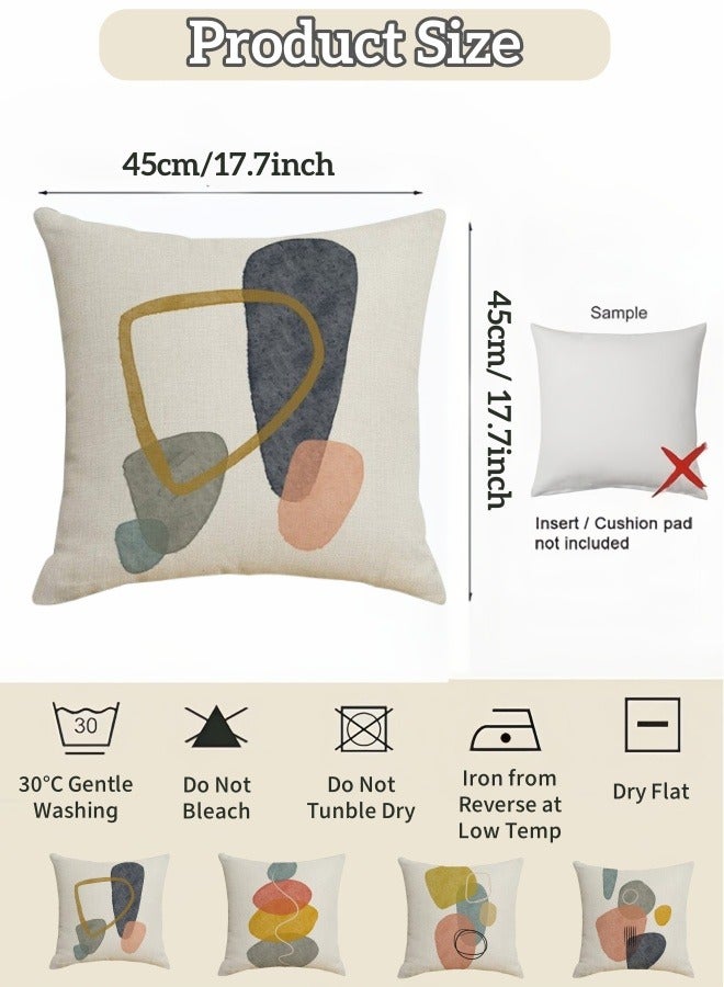 Optico Throw Pillow Covers,  Home Decor Set of 4 Pillow Cases 45 x 45cm Cushion Couch Sofa Pillowcases Boho Abstract Cushion Case Linen Pillow Shells for Sofa Car Couch Bedroom Living Room Decor (Cover ONLY) - Image 3