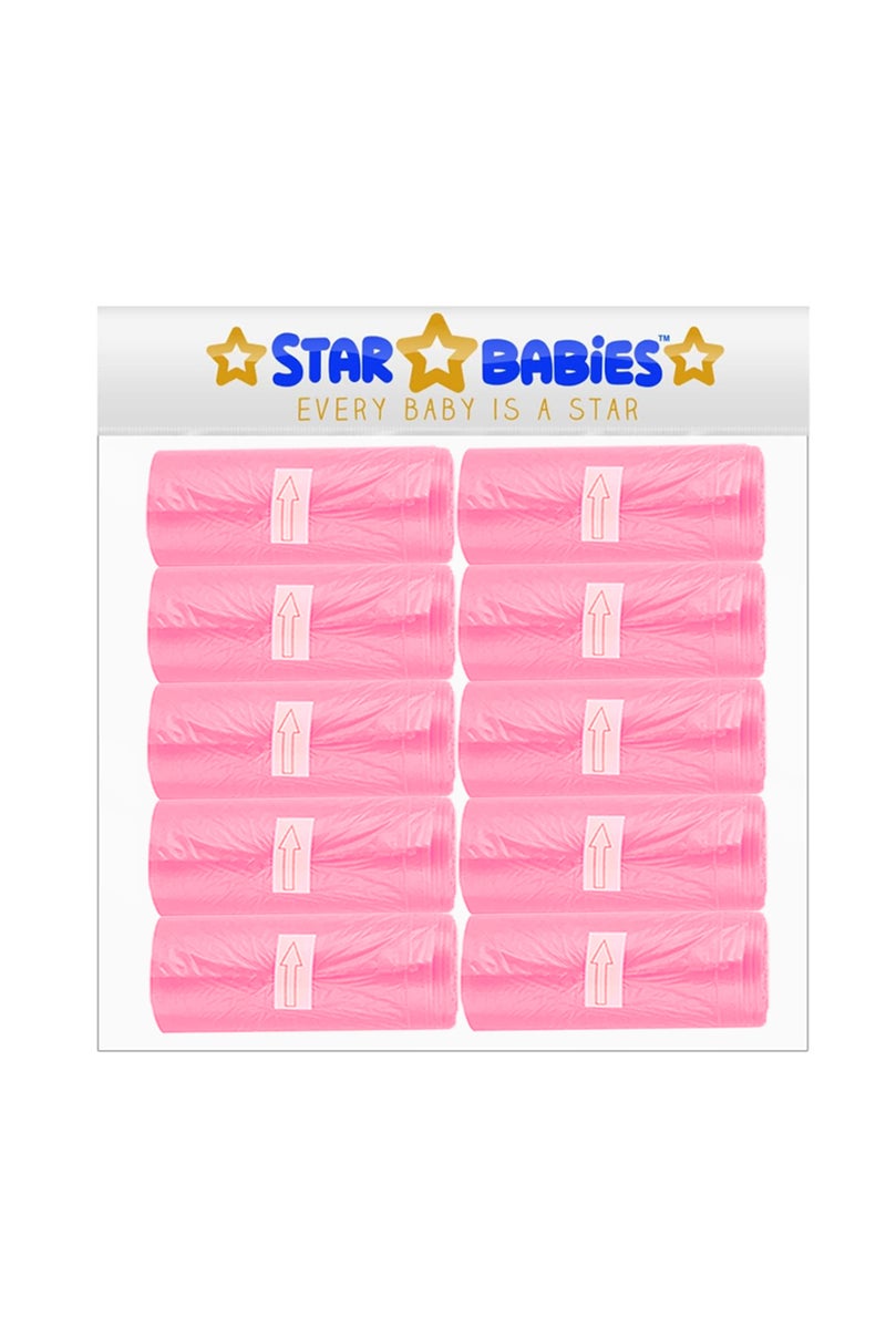 STAR BABiES أكياس حفاضات معطرة من ستار بيبي - وردي - عبوة من 10 - 150 قطعة - Image 1