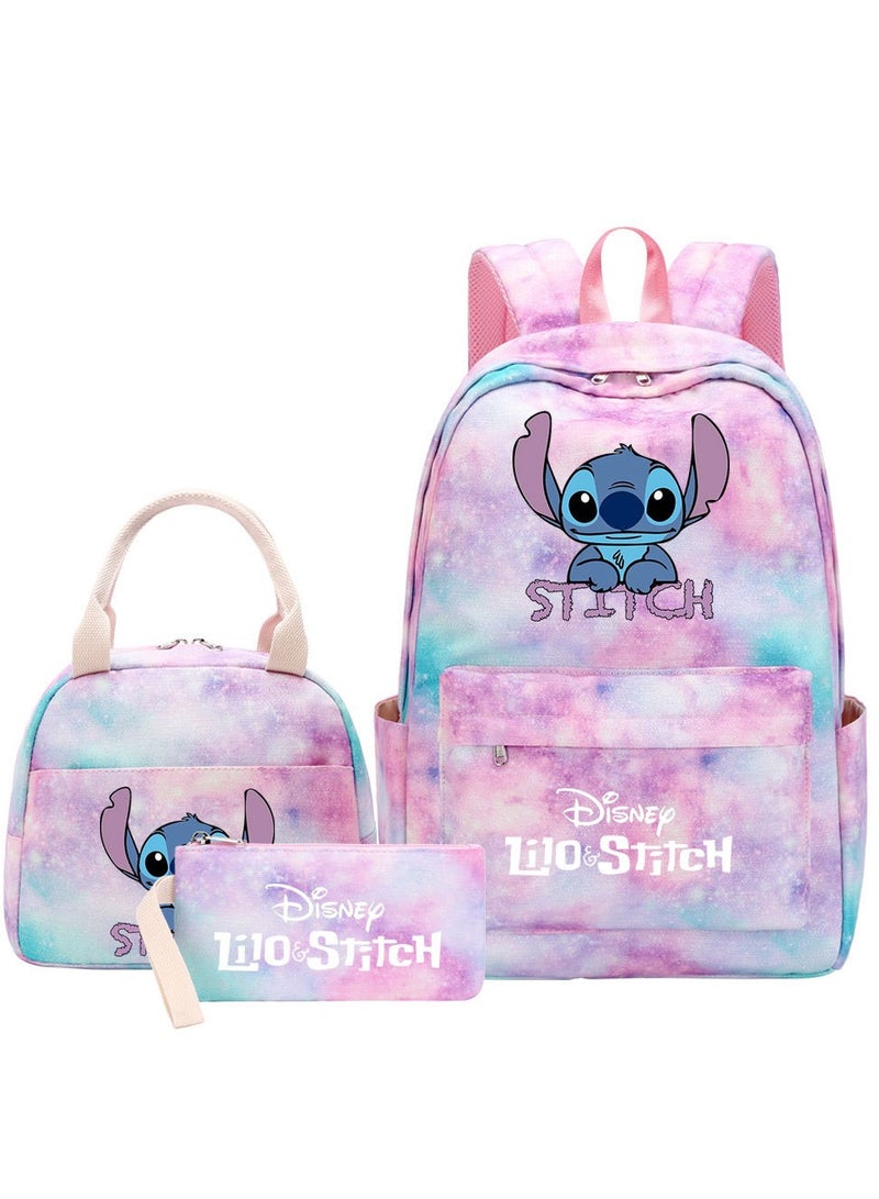 Stitch Printed Three Piece Set Backpack
