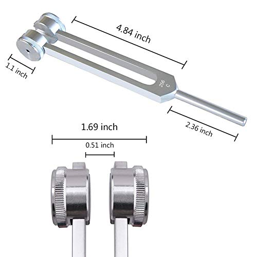 WanQin Tuning Fork, 256 Hz Tuning Fork, 256 Cps Tuning Fork Fixed Weights Clinical Grade Nerve/Sensory with Silicone Hammer - Image 4