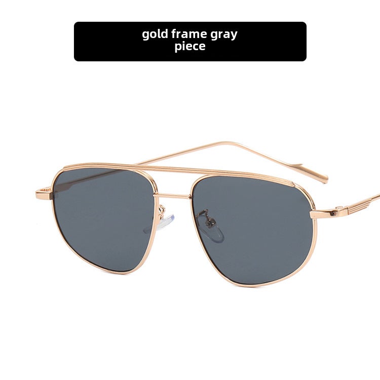 Generic 1 x 5 pcs 2022 New Oval Metal Sunglasses Unisex Fashion Shades Gold Frame gray piece 
