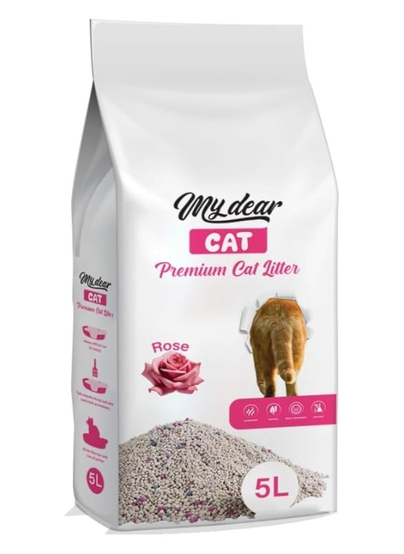 MyDear - My Dear Natural Cat Litter Fast Clumping Rose Scent - 5 liters - Image 1