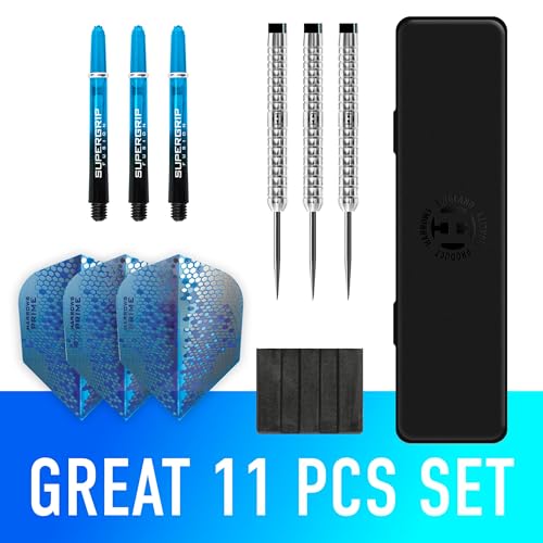 Harrows Pulse 90% Tungsten Steel Tip Darts Set 21g, 22g, 23g, 24g, 25g & 26g - Includes Recessed Curve Grip, Aqua Supergrip Fusion Shafts, Prime Flights & Travel Case (25, Grams) - Image 2