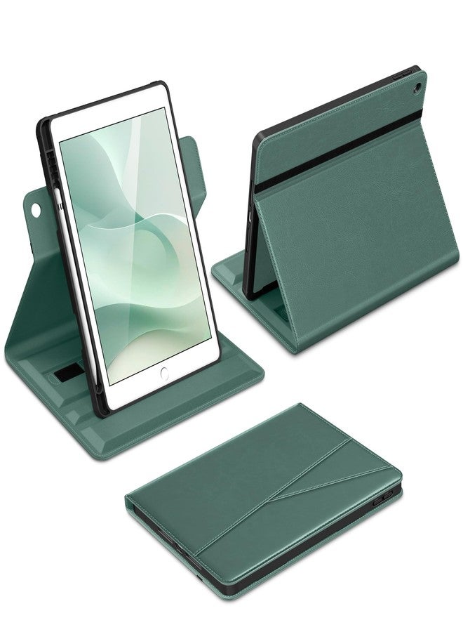 DTTO for iPad 9th / 8th / 7th Generation Case 10.2 Inch (2021/2020/2019), 360 Degree Rotating Premium Leather Folio Stand Cover with Pencil Holder, Midnight Green - Image 1