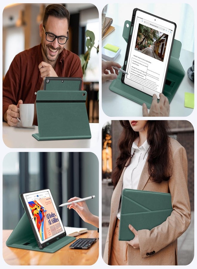 DTTO for iPad 9th / 8th / 7th Generation Case 10.2 Inch (2021/2020/2019), 360 Degree Rotating Premium Leather Folio Stand Cover with Pencil Holder, Midnight Green - Image 5