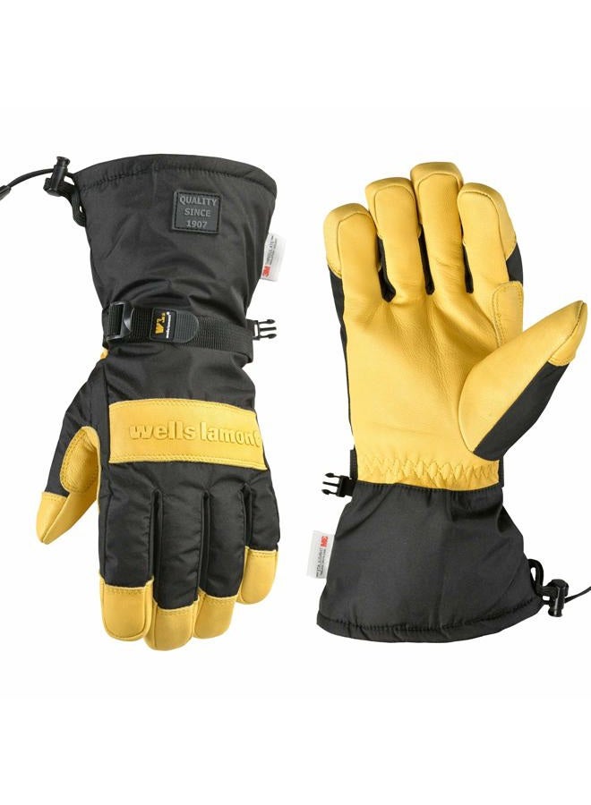 Wells Lamont Men's Insulated HydraHyde Waterproof Grain Leather Hybrid Winter Gloves, Large (Wells Lamont 867) - Image 1