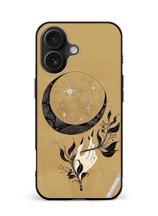 VR CREATIVE Protective Case Cover For Apple iPhone 16 Plus Witch Hand Moon Design Multicolour